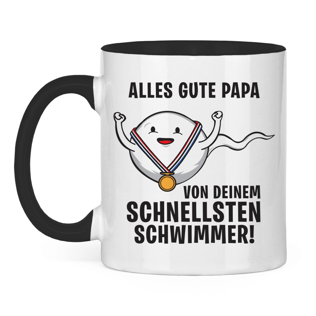 Alles gute Papa von deinem schnellsten Schwimmer! - Tasse zweifarbig Black
