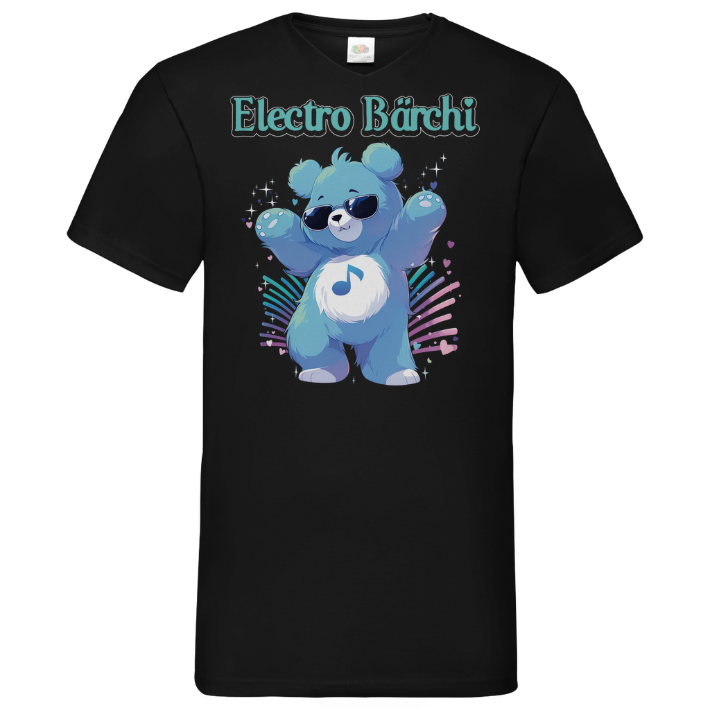 Electro Bärchi - Glücksbärchi - Herren V-Neck Shirt Black