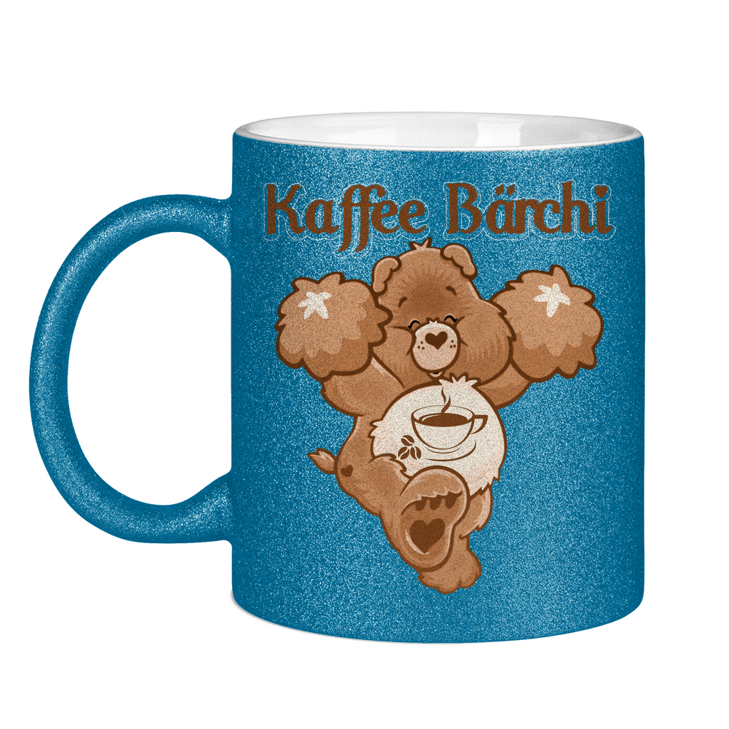 Kaffee Bärchi - Glücksbärchi - Glitzertasse Blue Glitter