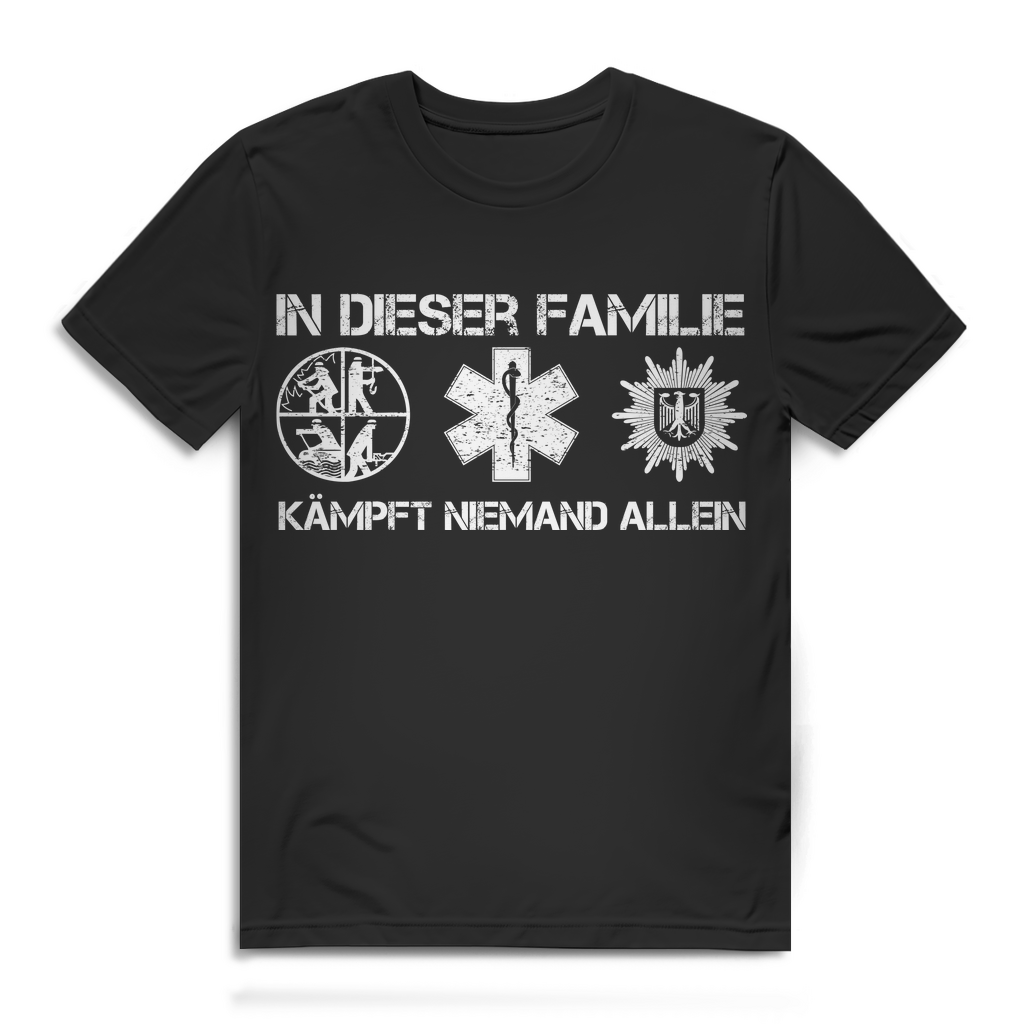 Feuerwehr Polizei Rettung THW T-Shirt – Einsatzkräfte Zusammenhalt Design Black