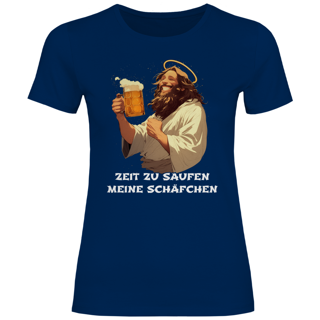 Zeit zu saufen meine Schäfchen - Damenshirt Navy