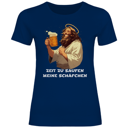 Zeit zu saufen meine Schäfchen - Damenshirt Navy