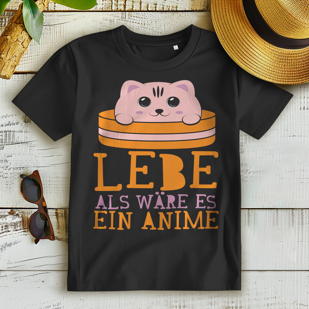 Kawaii Anime Shirt Damen – Lebe als wäre es ein Anime – süßes Otaku Design