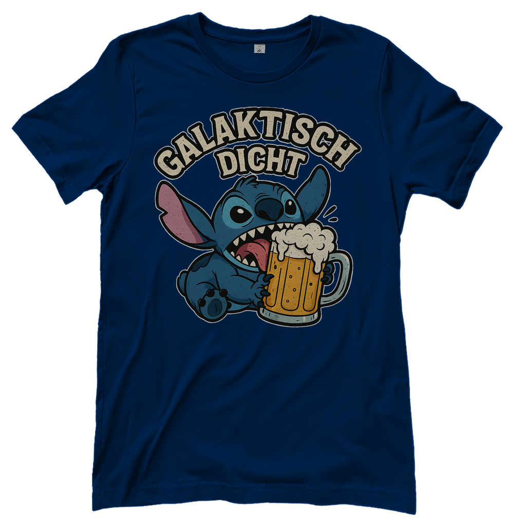 Stitch Galaktisch Dicht Bier Alien - Damen T-Shirt Navy