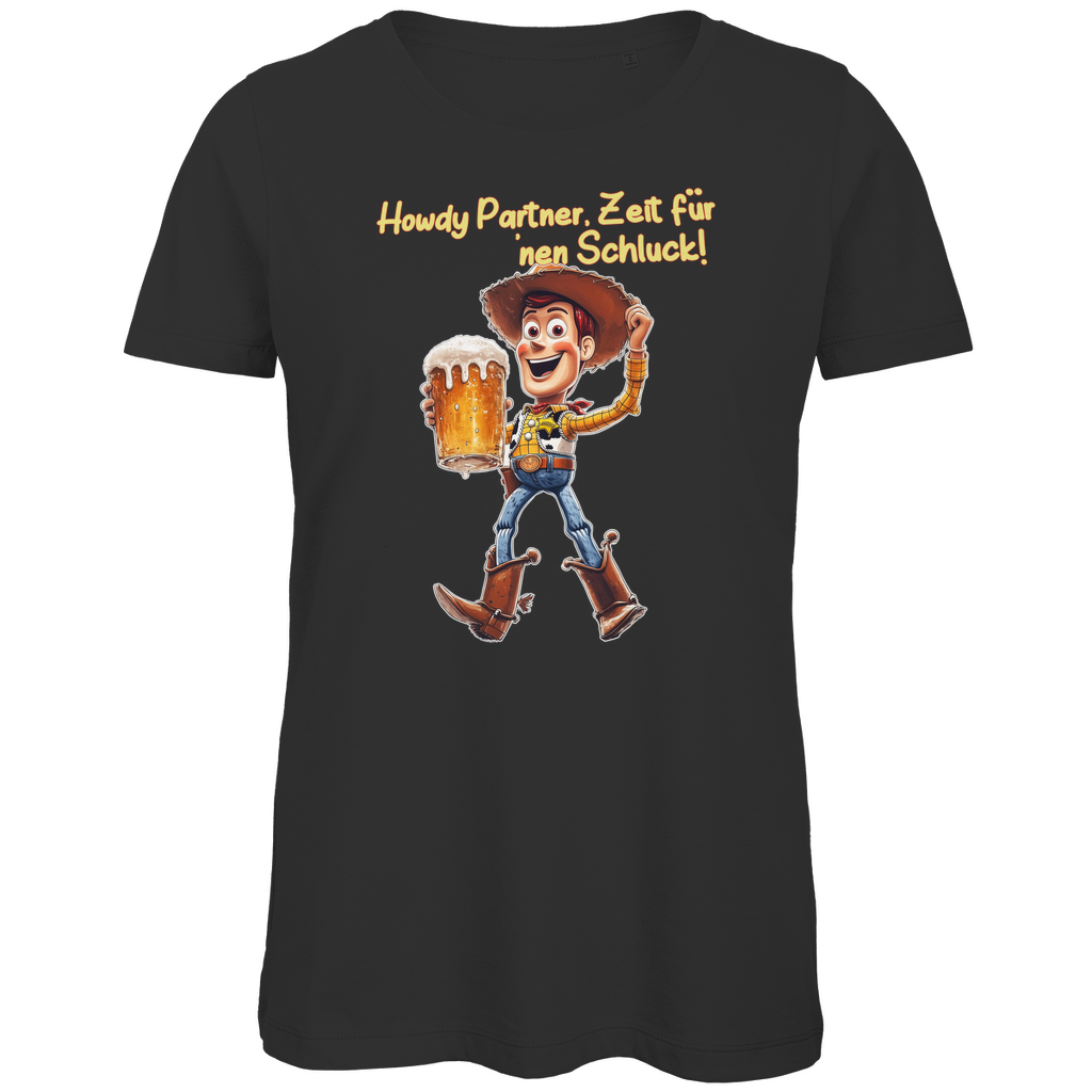 Howdy Partner Zeit für nen Schluck - Woody Toy Story - Damen Premium Bio T-Shirt Black