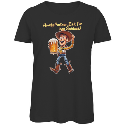 Howdy Partner Zeit für nen Schluck - Woody Toy Story - Damen Premium Bio T-Shirt Black