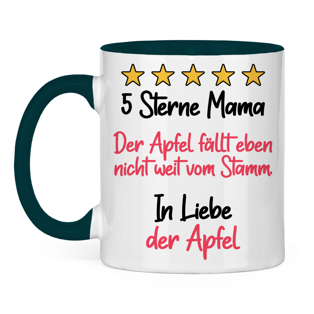5 Sterne Mama in liebe der Apfel - Tasse zweifarbig Petrol