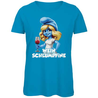Wein Schlumpfine Grafik - Damen Premium Bio T-Shirt Atoll