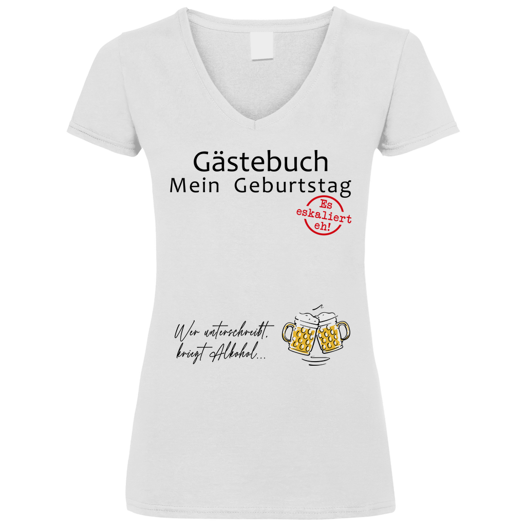 Gästebuch mein Geburtstag Geburtstagsgeschenk - V-Neck Damenshirt