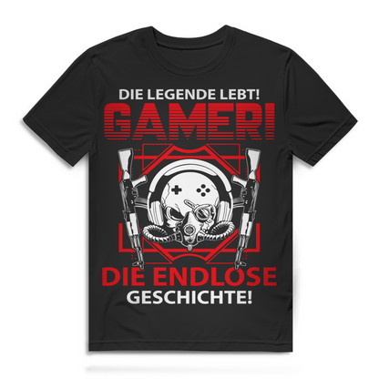 Zocker Shirt Herren – Die endlose Geschichte – Shooter Gamer Motiv mit Gasmaske
