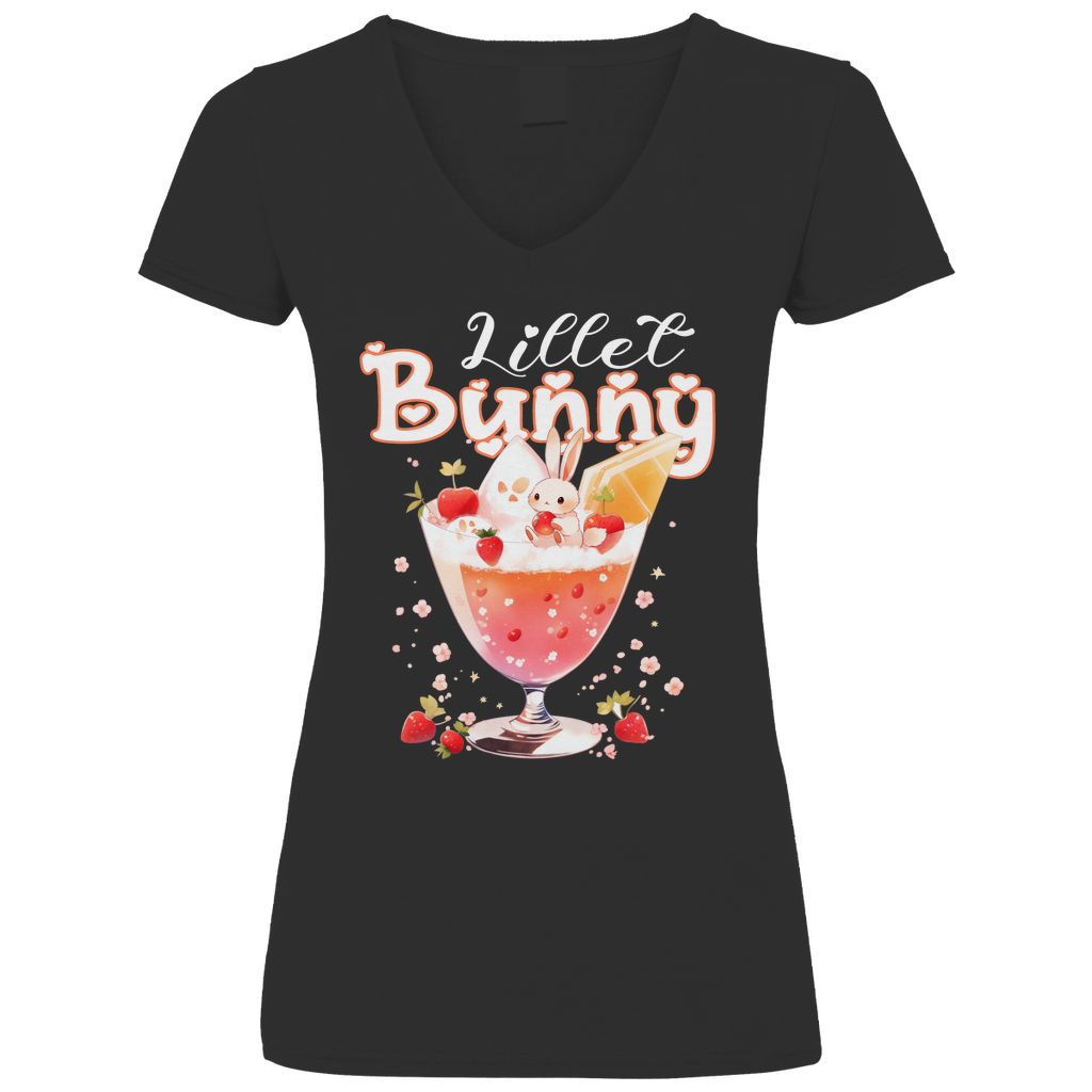 Lillet Bunny Hase - V-Neck Damenshirt Black