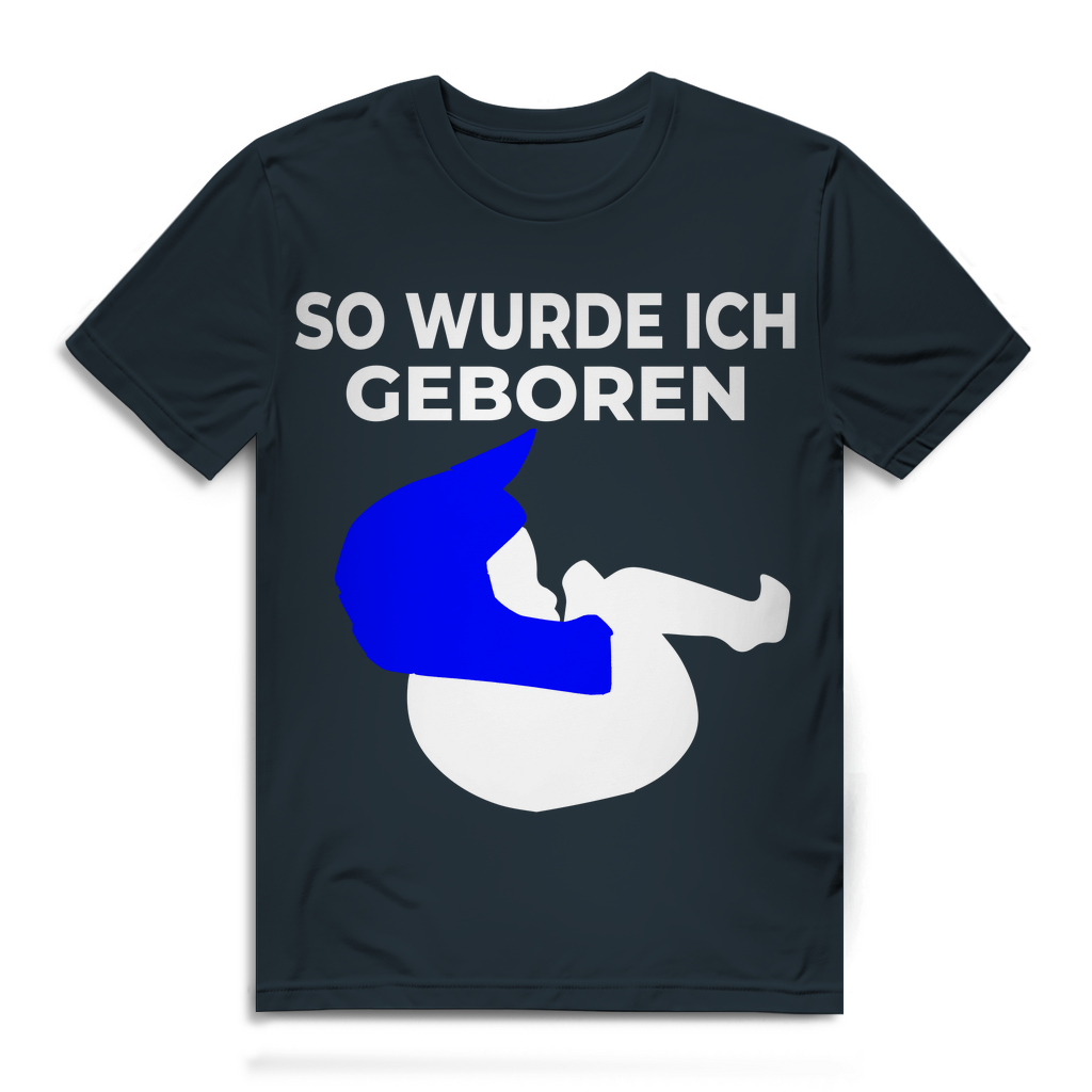 Lustiges Biker Shirt Herren – So wurde ich geboren Crosshelm Motiv Bio Baumwolle