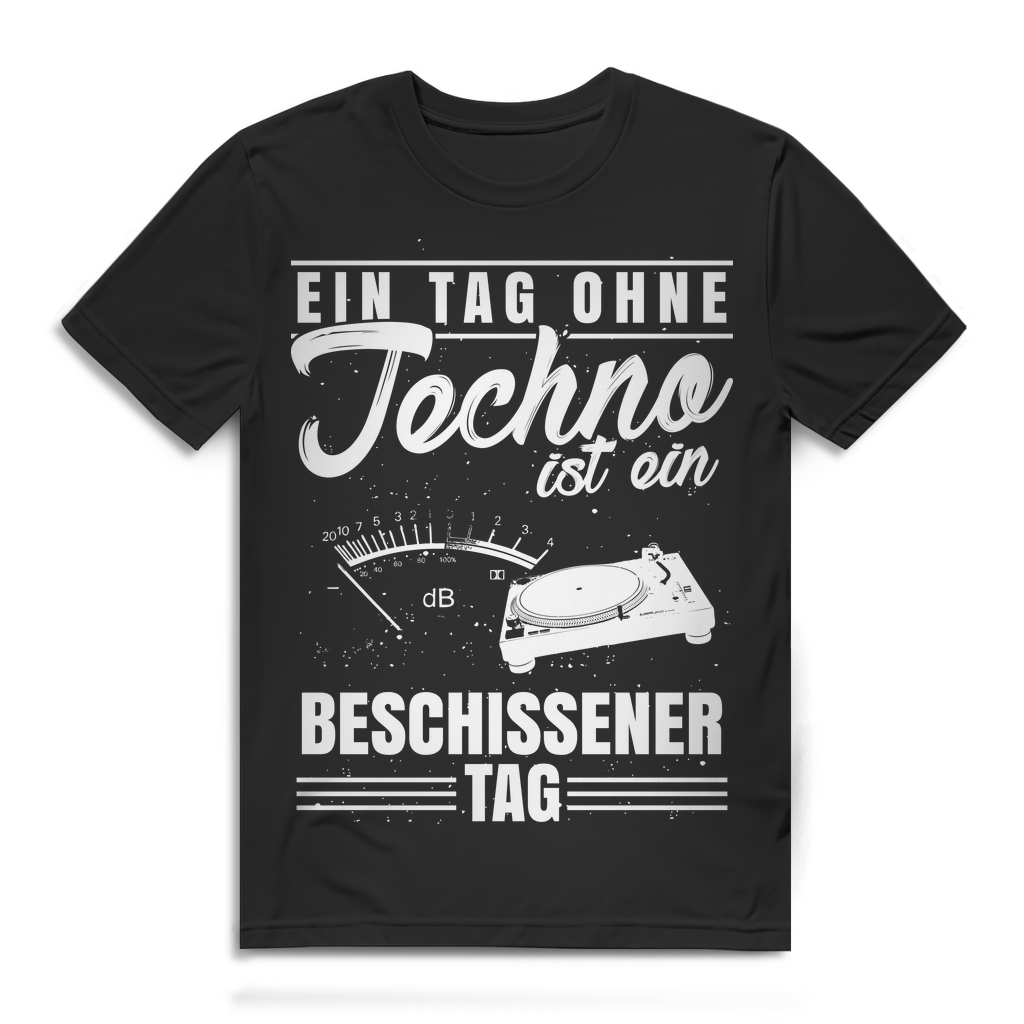 Herren T-Shirt Ein Tag ohne Techno ist ein schlechter Tag Bio Baumwolle Black