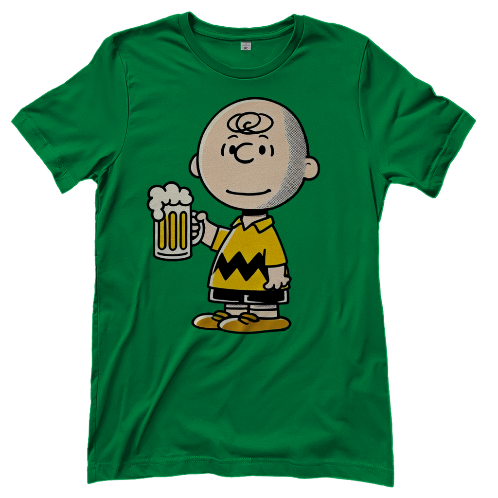Charly Brown mit Bier - Die Peanuts - Damenshirt Kelly Green