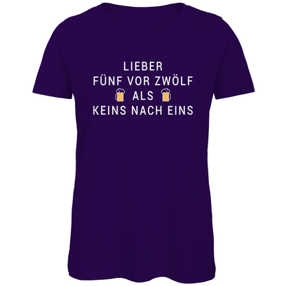 Lieber fünf vor zwölf als keins nach eins - Damen Premium Bio T-Shirt Urban Purple