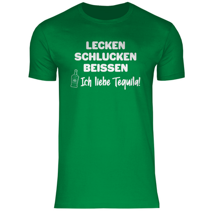 Lecken Schlucken Beissen ich liebe Tequila - Herren Shirt Kelly Green