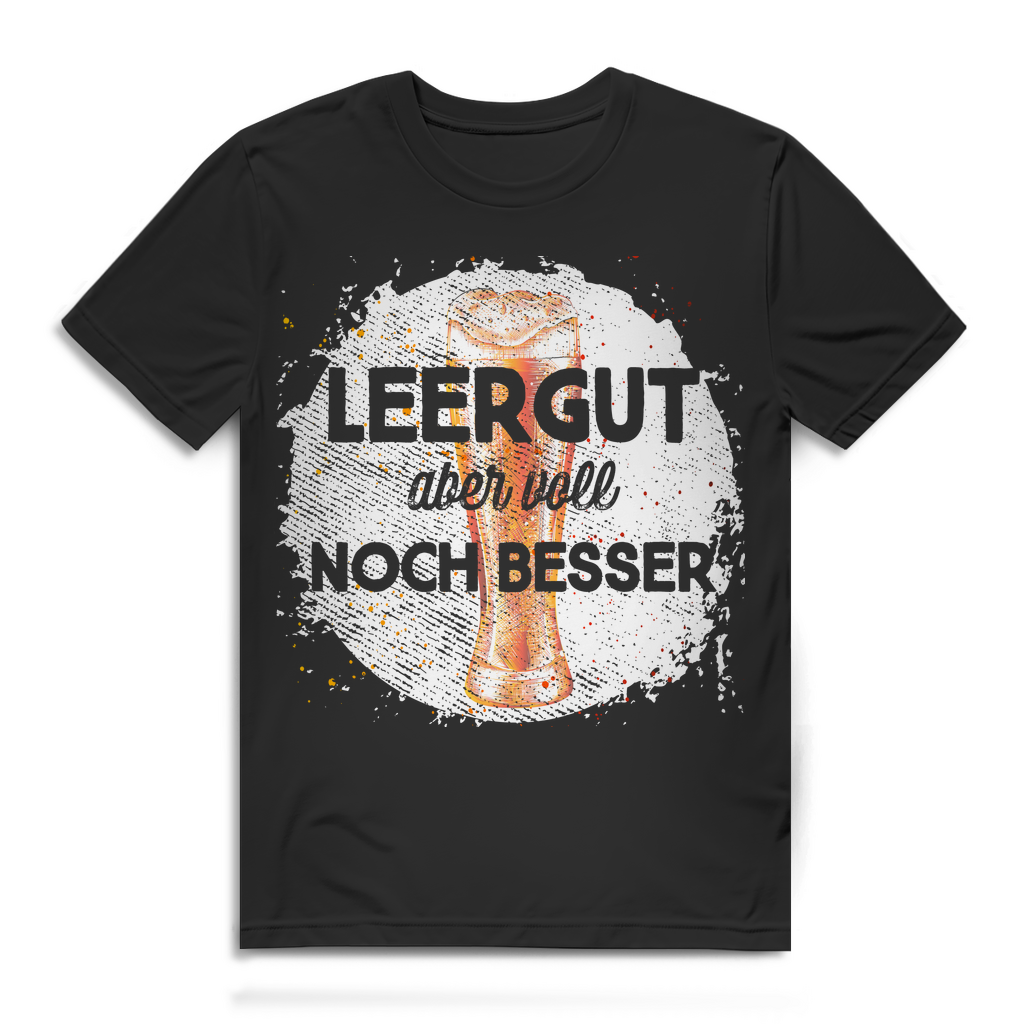 Leergut aber voll noch besser – Lustiges Herren Shirt mit Alkohol Spruch Black