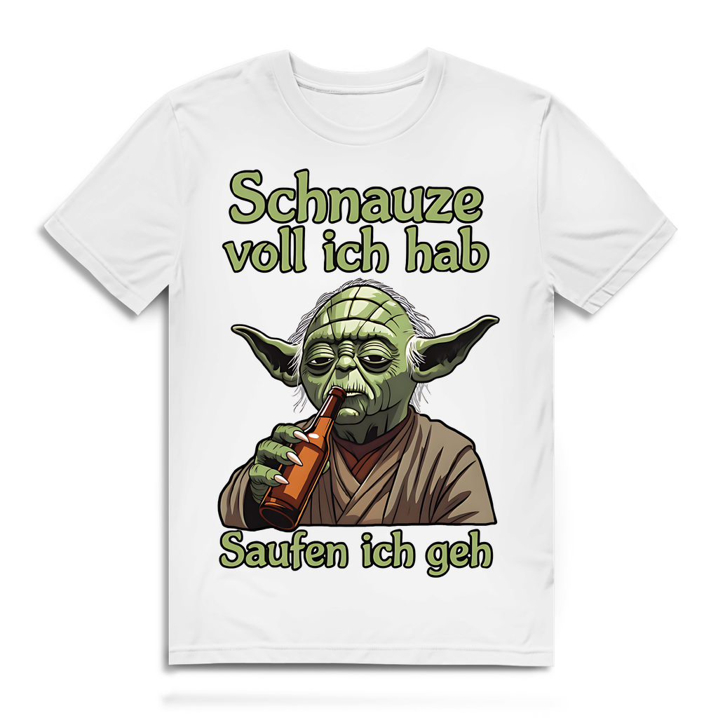 Herren Premium Bio T-Shirt Yoda Schnauze Voll Ich Hab Saufen Ich Geh White
