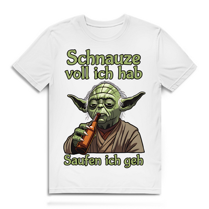 Herren Premium Bio T-Shirt Yoda Schnauze Voll Ich Hab Saufen Ich Geh White