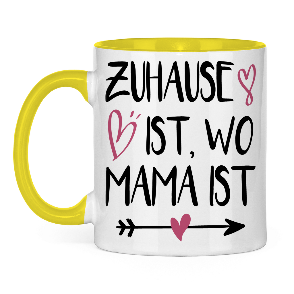 Zuhause ist wo Mama ist - Tasse zweifarbig Yellow