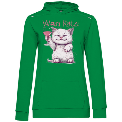 Wein Katzi Katze - Damen Hoodie Kelly Green