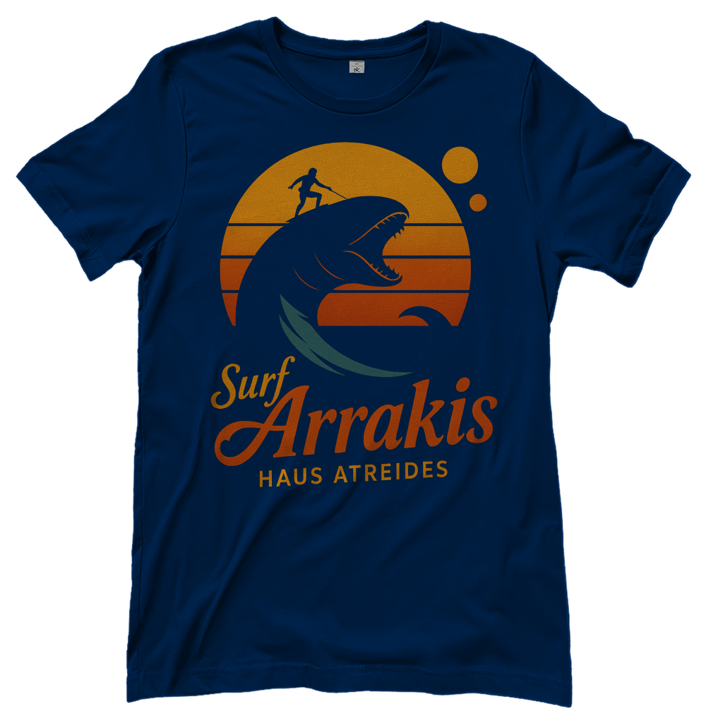 Surf Arrakis Sandwurm Retro Vintage Dune Haus Atreides - Damen T-Shirt Navy
