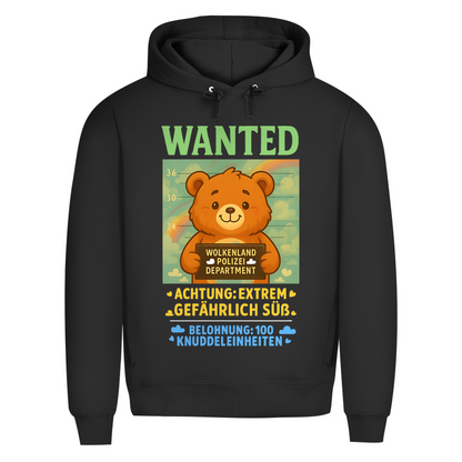 Herren Premium Bio Hoodie Wanted Glücksbärchi Wolkenland Extrem Gefährlich Süß Black Pure