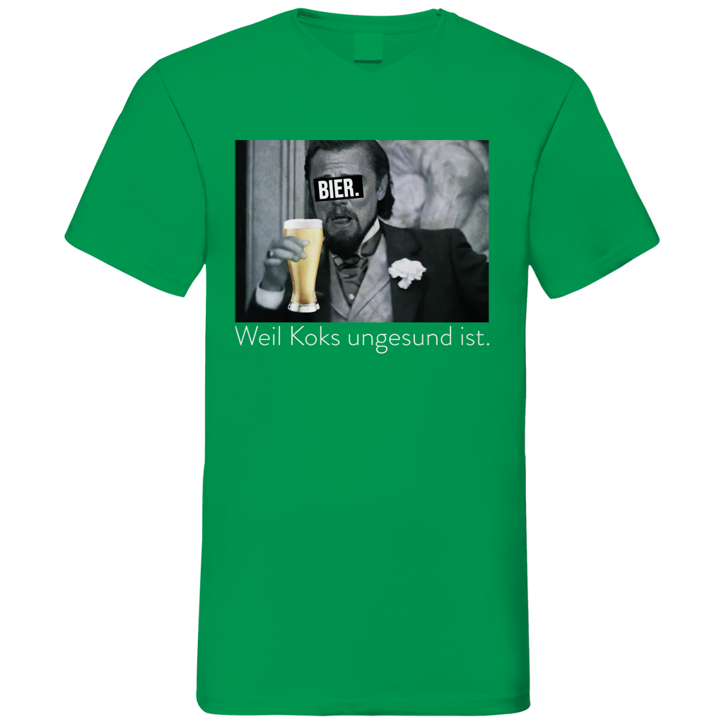 Leonardo DiCaprio - Bier weil Koks ungesund ist - Herren V-Neck Shirt Kelly Green