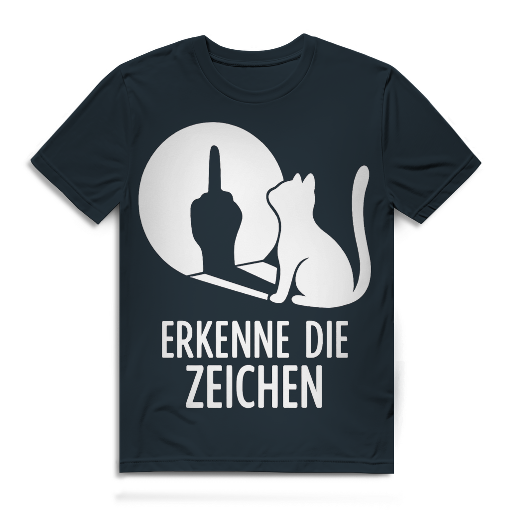 Herren Premium Bio T-Shirt Erkenne Die Zeichen Katze Katzenliebhaber Dark Grey Solid