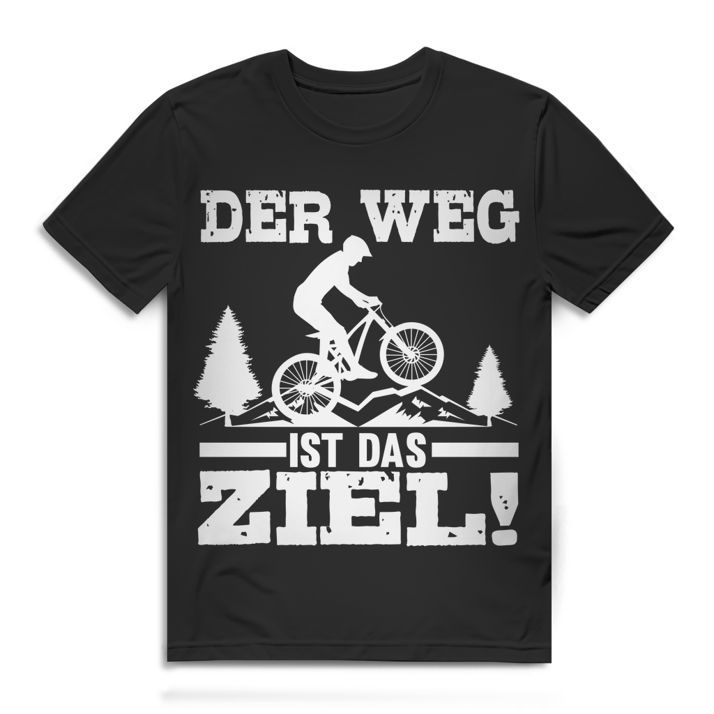 Lustiges Herren Bio T-Shirt Der Weg ist das Ziel MTB Fahrrad Spruch Fun Shirt Black