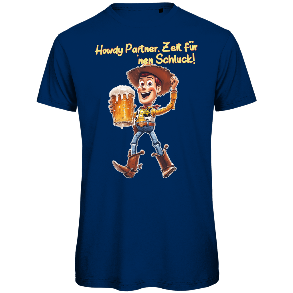 Howdy Partner Zeit für nen Schluck - Woody Toy Story - Herren Premium Bio T-Shirt Navy