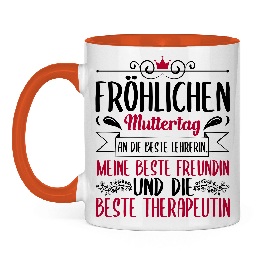 Fröhlichen Muttertag an die beste Mutter - Tasse zweifarbig