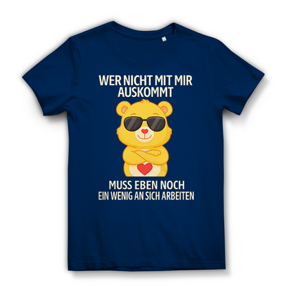 Damen Premium Bio T-Shirt Wer nicht mit mir auskommt Glücksbärchi Navy