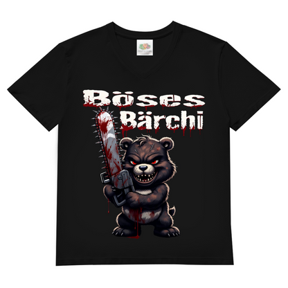 Böses Bärchi Kettensäge Herren V-Neck T-Shirt Black
