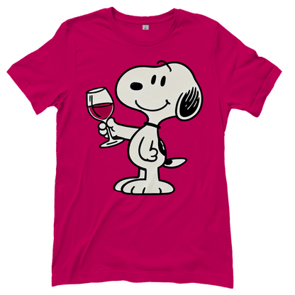 Snoopy mit Wein -  Die Peanuts - Damenshirt