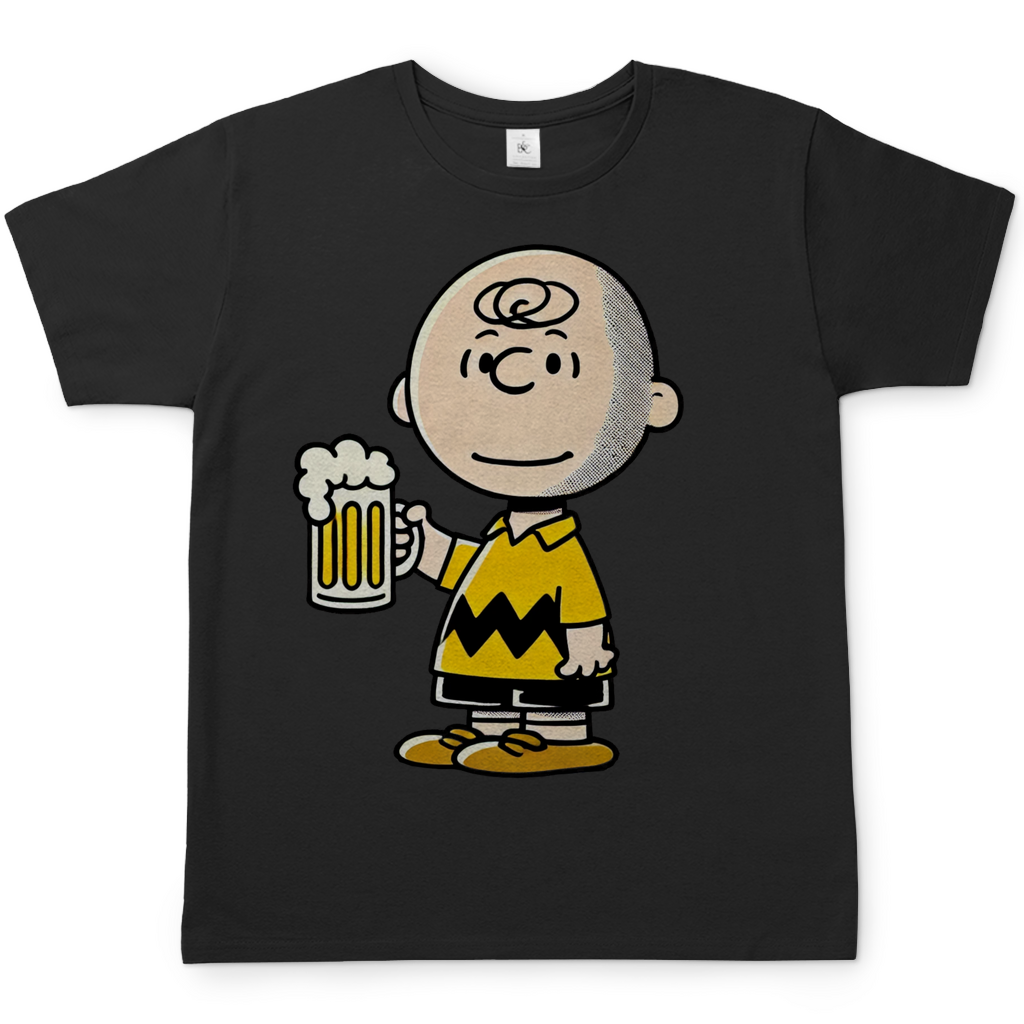 Charly Brown mit Bier - Die Peanuts - Herren Shirt Black