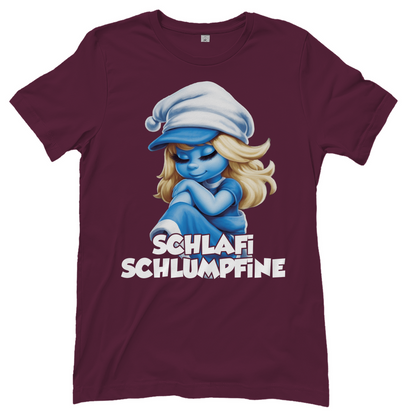 Schlafi Schlumpfine Grafik - Damenshirt Burgundy