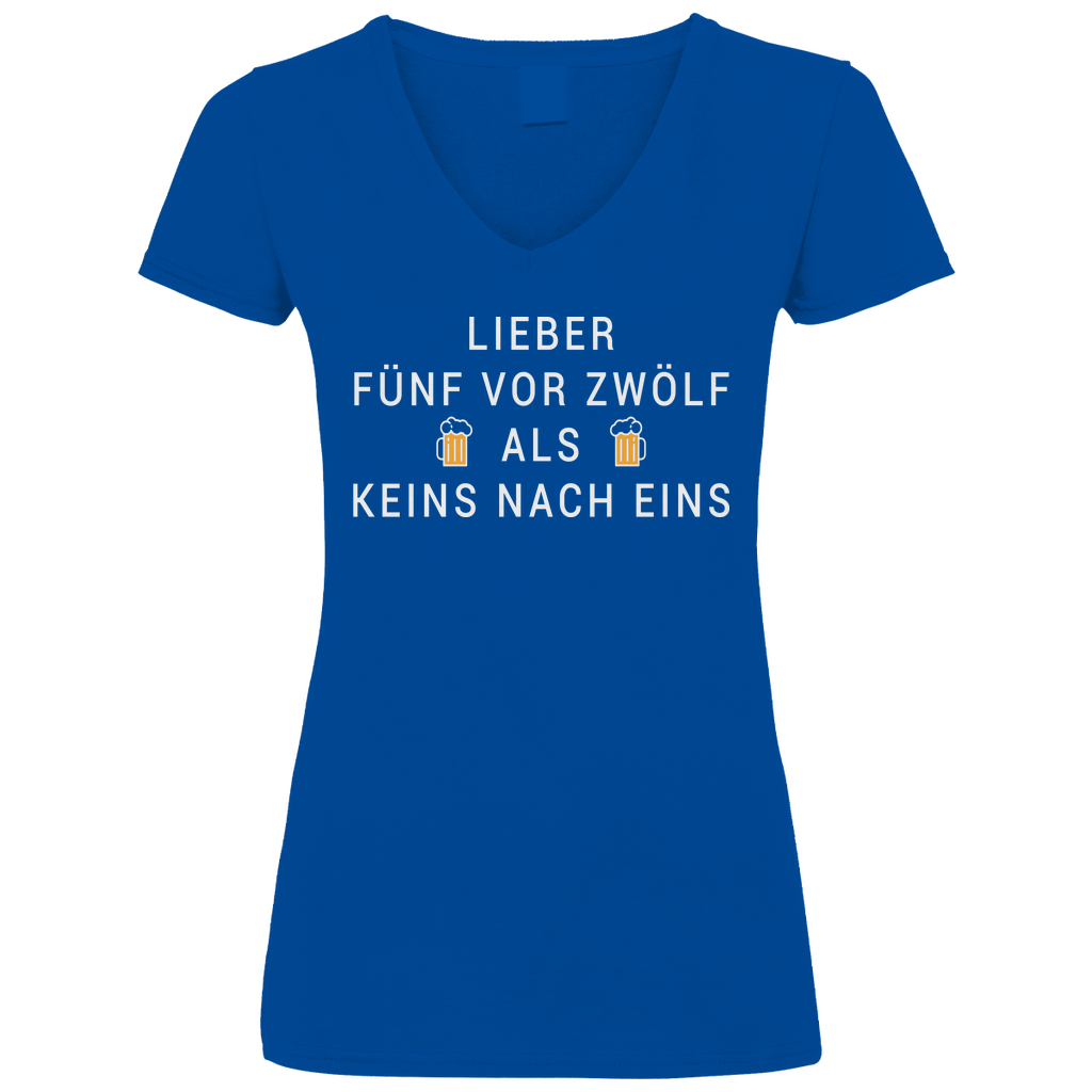 Lieber fünf vor zwölf als keins nach eins - V-Neck Damenshirt