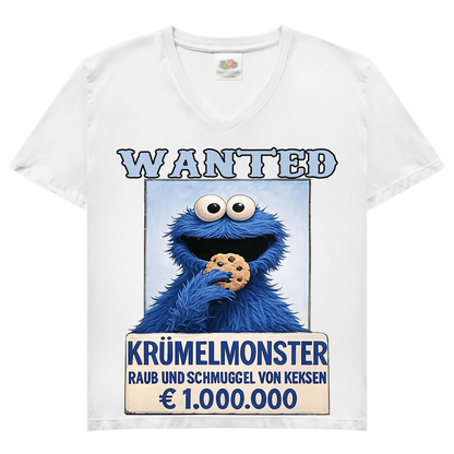 Wanted Krümelmonster Raub und Schmuggel von Keksen - Damen V-Neck T-Shirt White