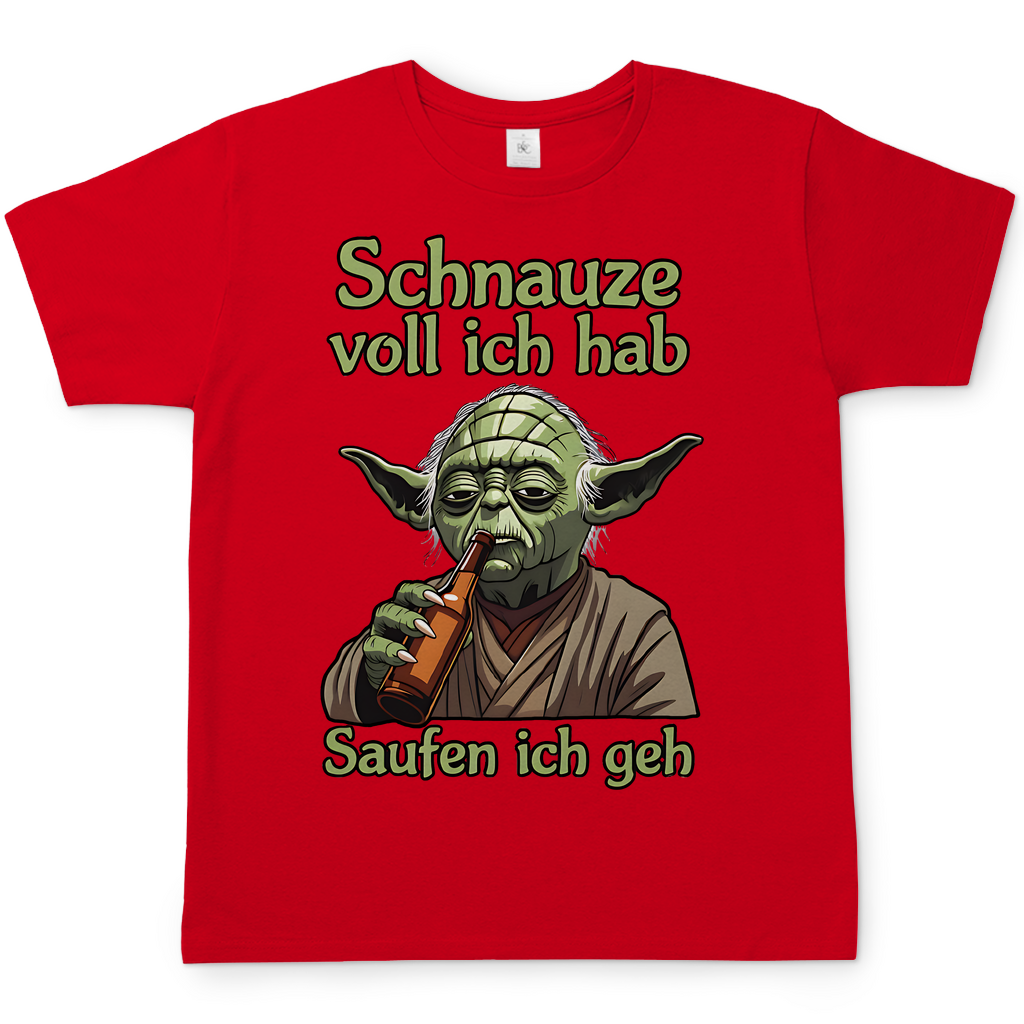 Herren T-Shirt Yoda Schnauze Voll Ich Hab Saufen Ich Geh Red