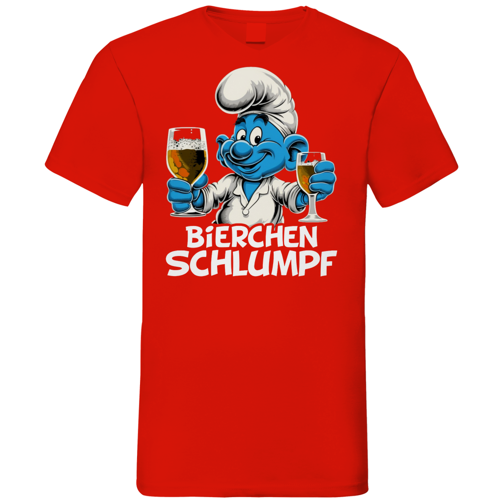 Bierchen Schlumpf Grafik - Herren V-Neck Shirt