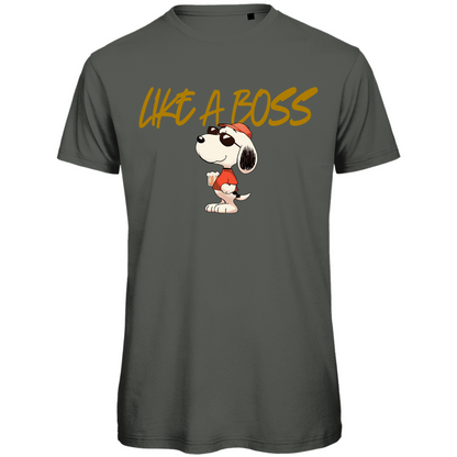 Peanuts Snoopy mit Bier Like a Boss - Herren Premium Bio T-Shirt