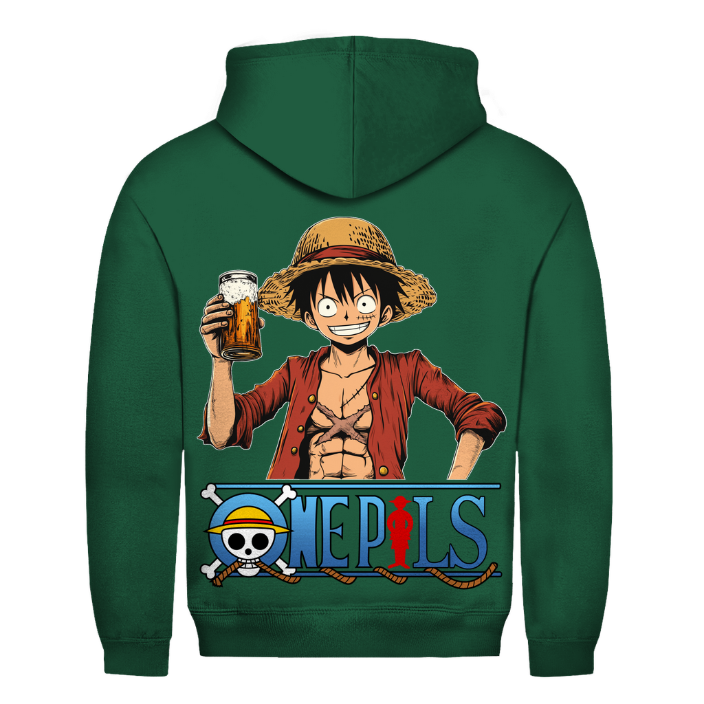 One Pils - One Piece Ruffy - Herren Hoodie Bottle Green