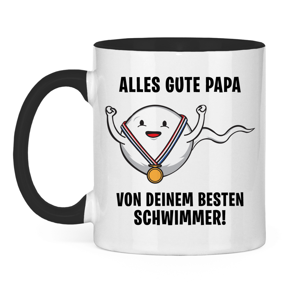 Alles gute Papa von deinem besten Schwimmer! - Tasse zweifarbig Black