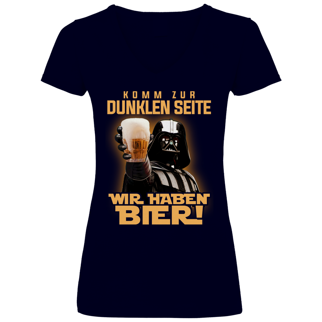 Komm zur dunklen Seite wir haben Bier Darth Vader - V-Neck Damenshirt Deep Navy
