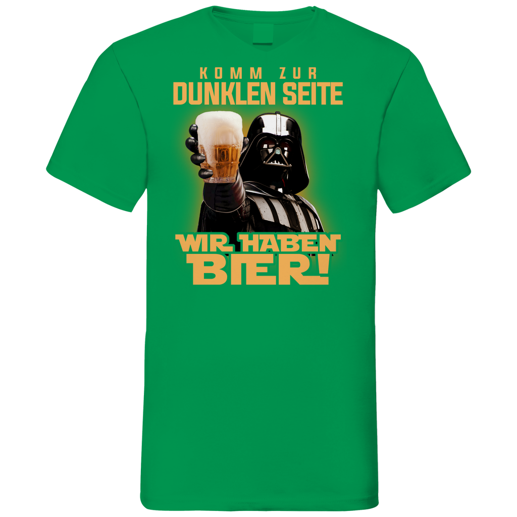 Komm zur dunklen Seite wir haben Bier Darth Vader - Herren V-Neck Shirt Kelly Green