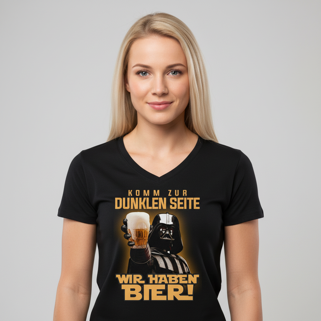 Komm zur dunklen Seite wir haben Bier Darth Vader - V-Neck Damenshirt