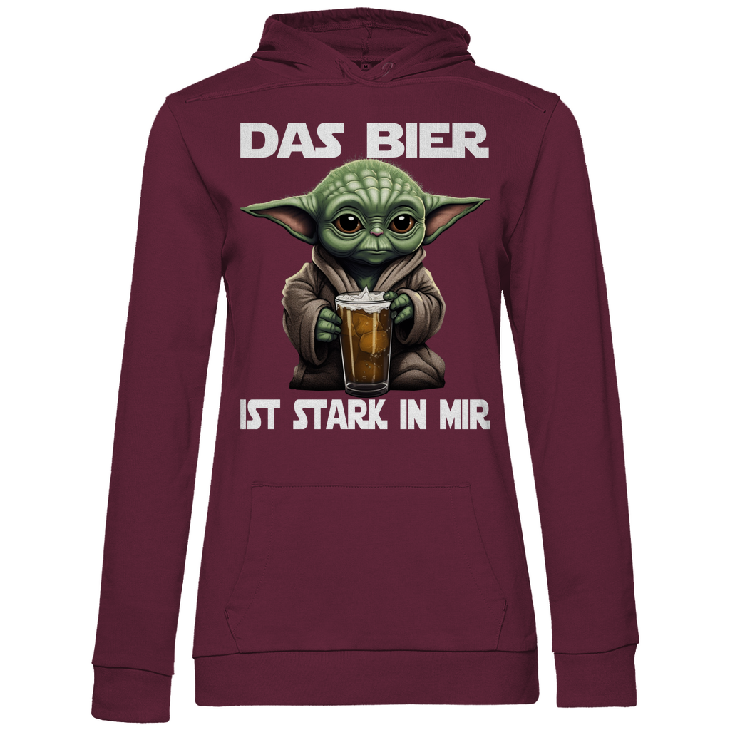 Das Bier ist stark in mir - Baby Yoda Grogu - Damen Hoodie Wine