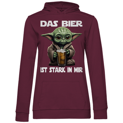 Das Bier ist stark in mir - Baby Yoda Grogu - Damen Hoodie Wine