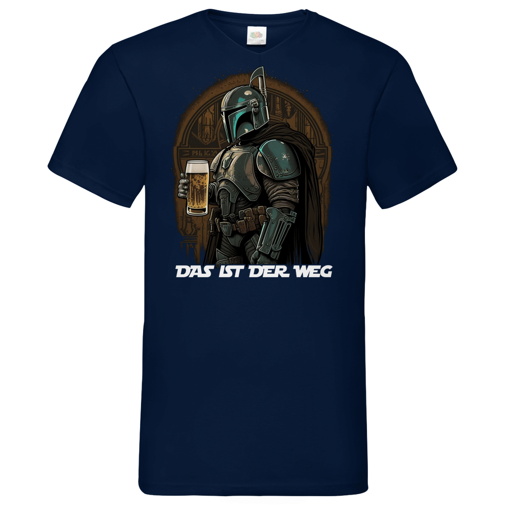 Navy Männer Shirt mit Star Wars Parodie DAS IST DER WEG Mandalorian Bier, Frontansicht